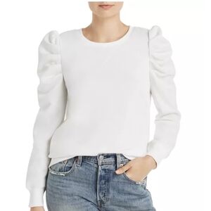 REBECCA MINKOFF Janine Puff Sleeve Sweatshirt NWT Ecru Size XXS